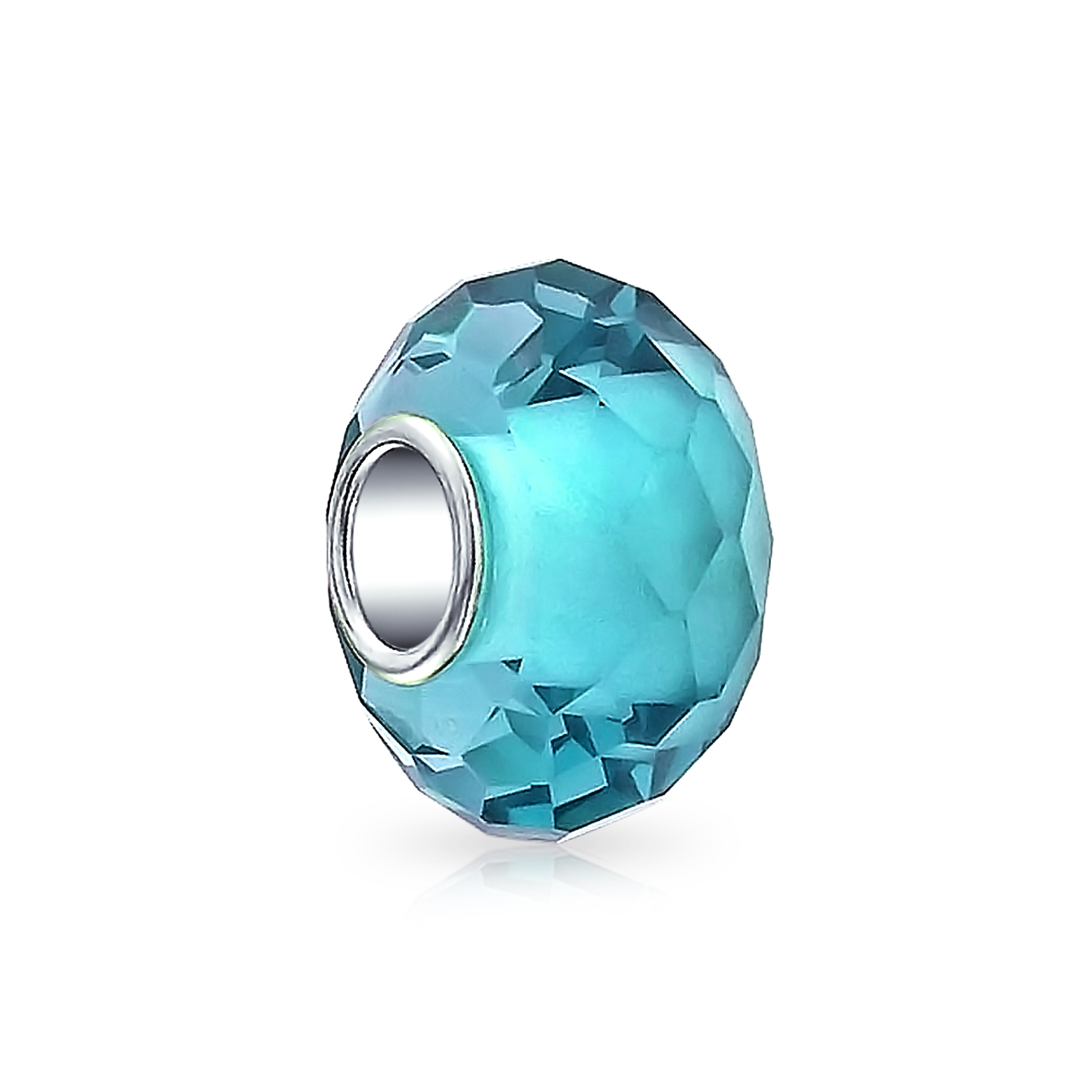Translucent Solid Color Murano Faceted Glass Charm Bead For Women For Teen 925 Sterling Silver Core More Colors